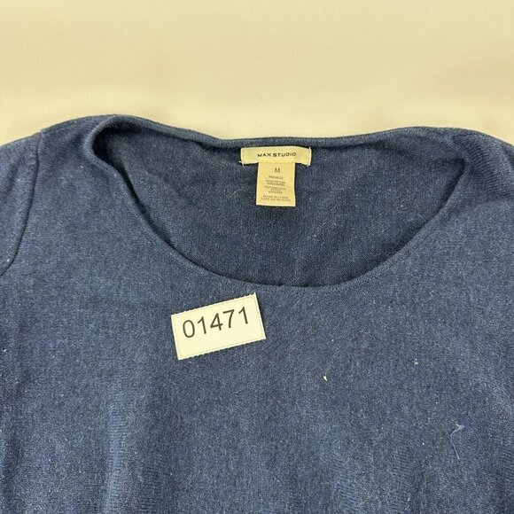 Max Studio Blouse Shirt Women Medium Blue Ruffled - Picture 3 of 10